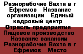 Разнорабочие Вахта в г.Ефремов › Название организации ­ Единый кадровый центр › Отрасль предприятия ­ Пищевое производство › Название вакансии ­ Разнорабочие Вахта в г.Ефремов › Место работы ­ Разнорабочие Вахта в г.Ефремов › Минимальный оклад ­ 29 700 › Максимальный оклад ­ 32 700 - Липецкая обл., Липецк г. Работа » Вакансии   